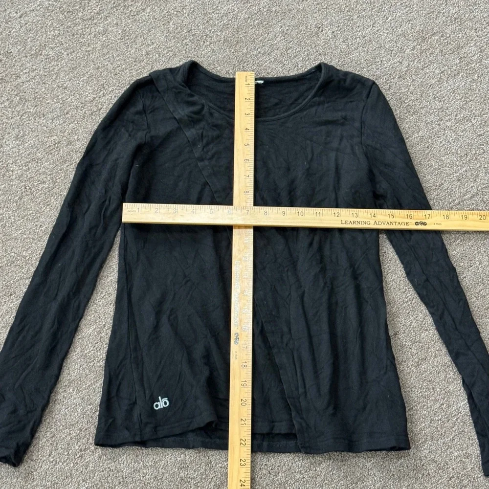 Alo Yoga Womens Long‎ Sleeve Wrap Front Activewear Top Black Size Small